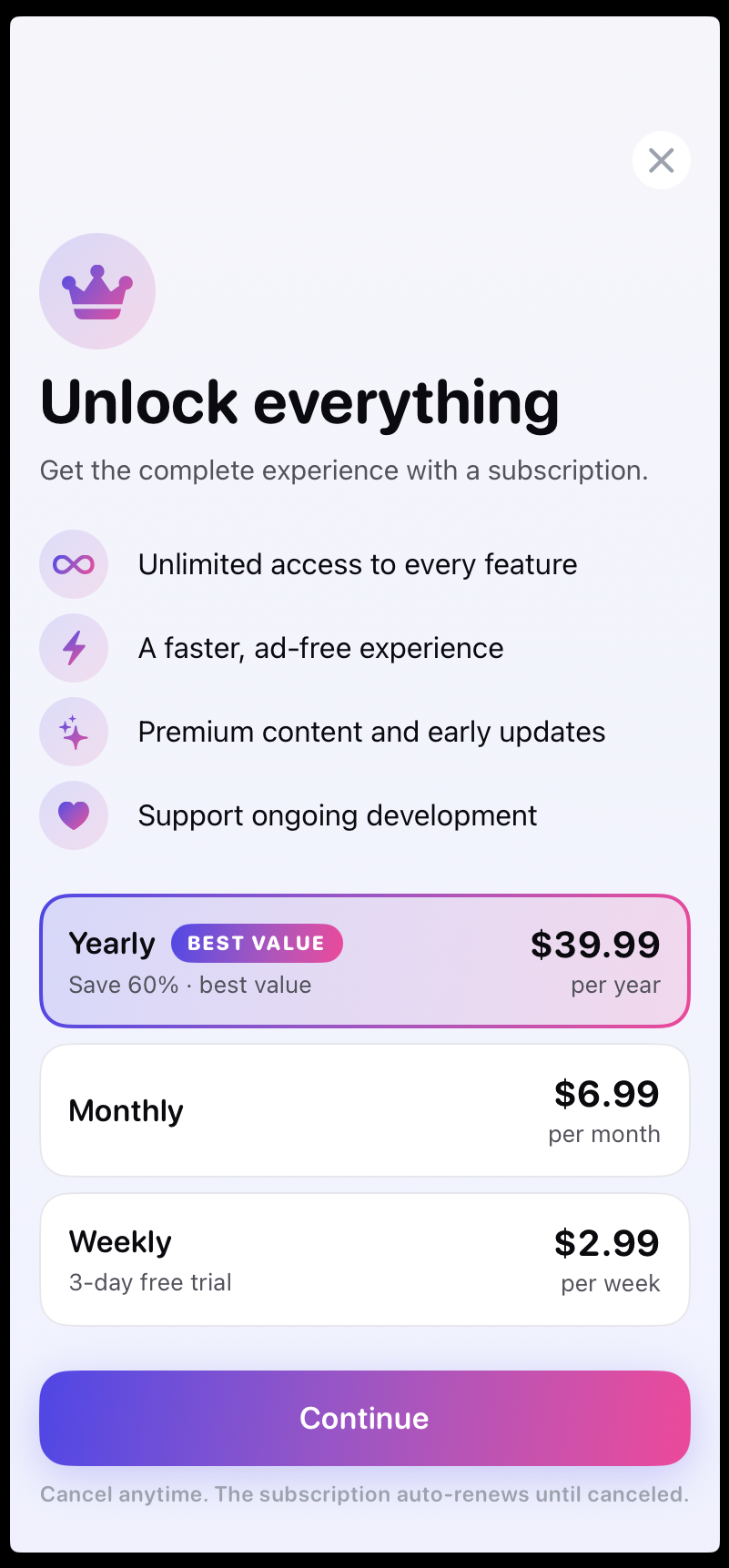 Percent Calc — paywall / subscription